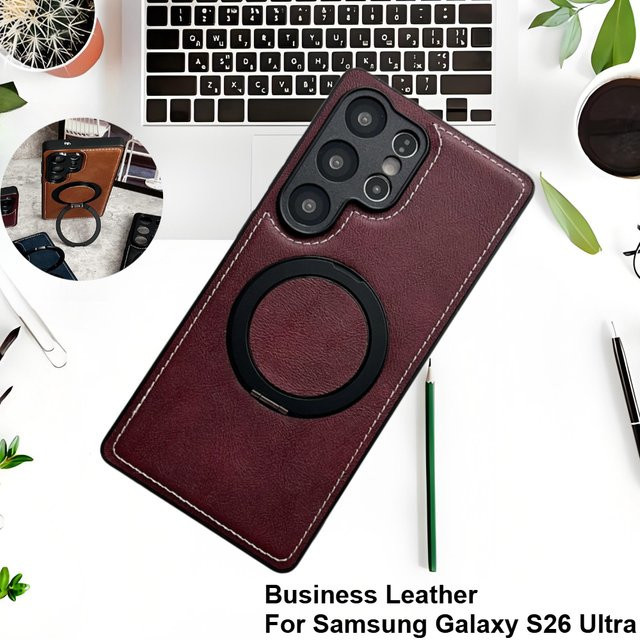 Magnetische Business Leder Schutzhülle für Samsung Galaxy S26 S25 S24 S23 S22 Plus Ultra mit 360 Grad rotierender Halterung in Blau - Bild 1