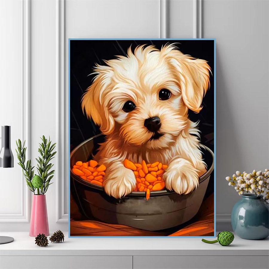 EverShine DIY Diamantmalerei Set Hund Motiv in abstrakter Wandkunst-Optik, Multicolour, B: 30,0 cm, H: 20,0 cm - Bild 3