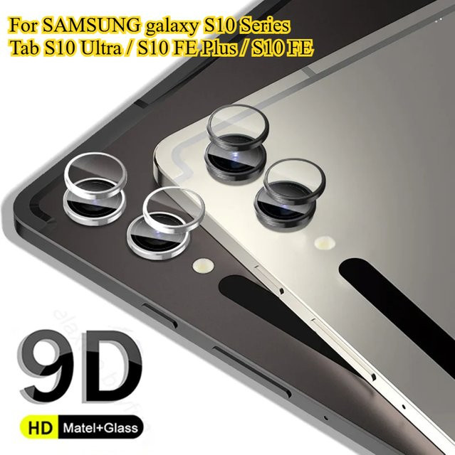 9H HD Kameraschutz aus Aluminiumlegierung und gehärtetem Glas mit 9D-Metallring für Samsung Galaxy Tab S10 FE Plus, S9 FE Plus und Ultra in Silber - Bild 1