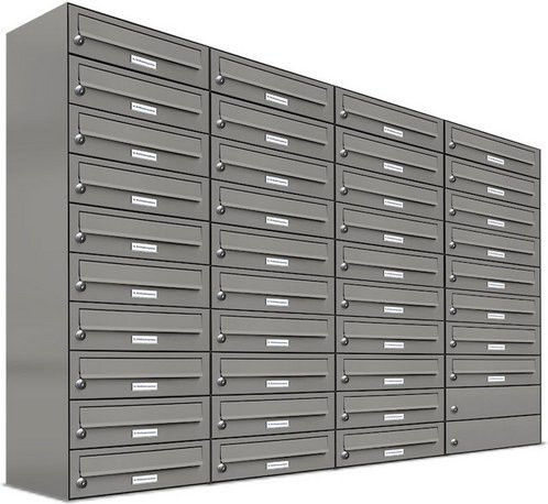AL Briefkasten-System für 38 Parteien, Aufputzmontage, grau, B/H/T: 153,498 x 115,0 x 27,5 cm - Bild 1