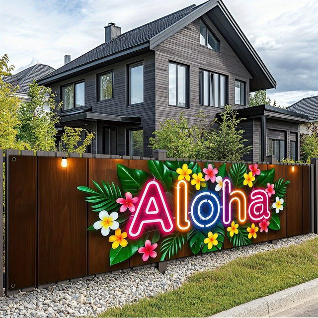 VIKAMA Aloha Banner mit tropischem Blumenmuster in Multicolour für Sommerpartys und Poolpartys, B/H: 180 x 35 cm - Bild 1