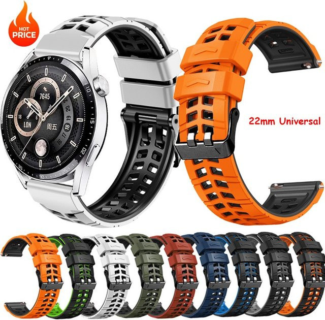 CAOWTAN Uhrenarmband Silikon, 22 mm, Schwarz, Unisex - Bild 1
