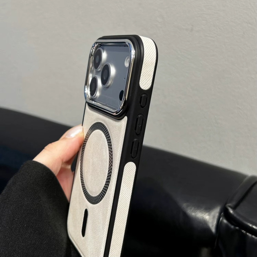 RPKKS MagSafe Handyhülle mit Retro-Denim-Textur für iPhone 17 16 15 14 13 Pro Max in Orange mit Metall-Linsenrahmen und Stoßfänger-Schutz - Bild 2