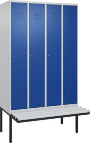 C+P Spind Classic PLUS Garderobenschrank mit Sitzbank, 4 Abteile, Lichtgrau, B/T/H: 212 x 120 x 81,5 cm - Bild 1