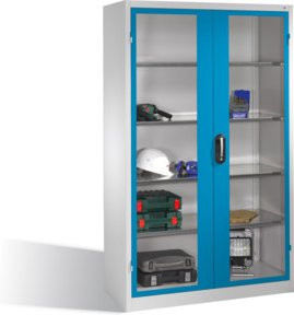 C+P Werkzeugschrank mit Sichtfenster-Drehtüren und 4 Innenböden, Front Lichtblau, Korpus Lichtgrau, H: 195 cm, B: 120 cm, T: 50 cm - Bild 1