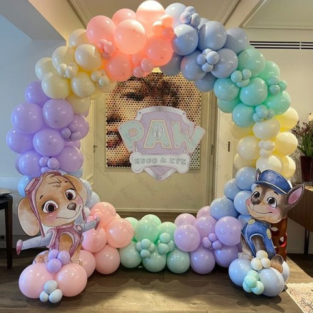 Paw Patrol Ballon Set mit Marshall, Skye, Chase und Rubble für deine Geburtstagsparty, 104 Stück Latexballons in Mehrfarbig - Bild 1