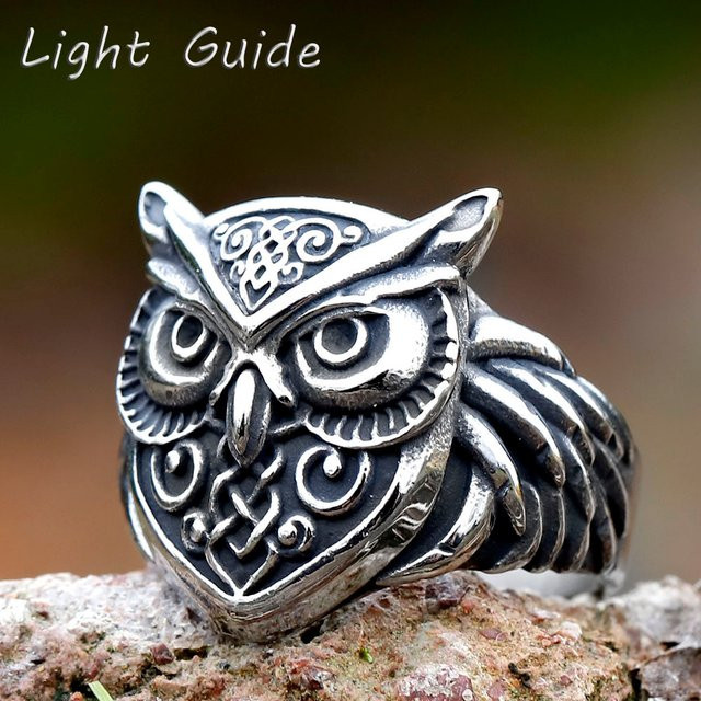 Ring Edelstahl, Eule Kopf, Silber, Unisex - Bild 1