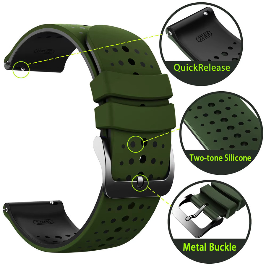 Uhrenarmband Kautschuk, 22 mm, Schwarz, Unisex - Bild 4
