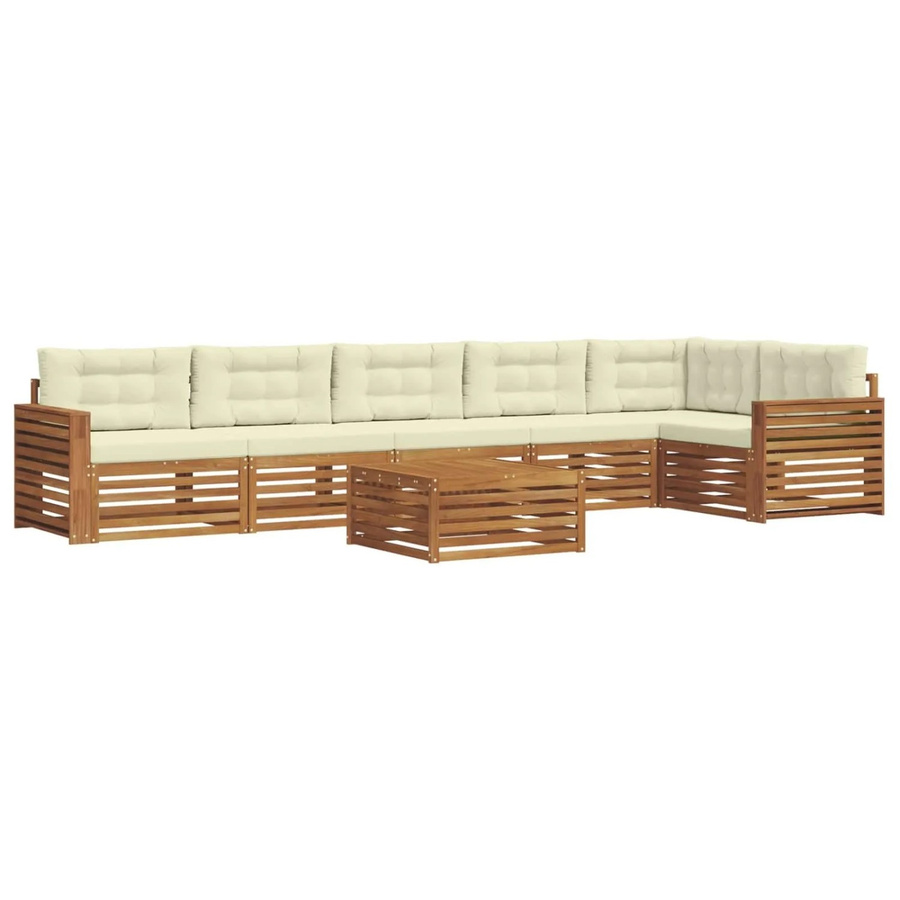 vidaXL Outdoor-Sofagarnitur 7-teilig aus Akazienholz mit Kissen in Beige und Natur - Bild 2