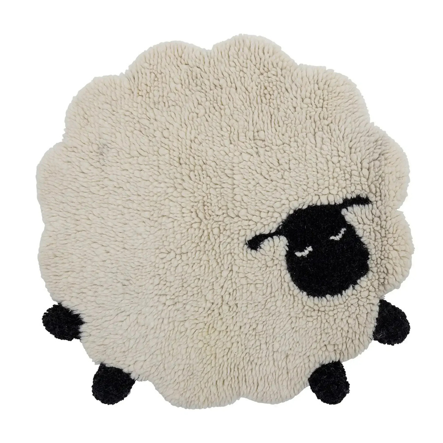 Bloomingville Mini Dolly Teppich aus Wolle in Weiß für das Kinderzimmer Durchmesser: 84 cm - Bild 1