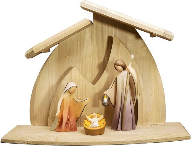 Krippe Aram aus Holz in Mehrfarben für den Tisch als religiöse Weihnachtsdekoration - Bild 1