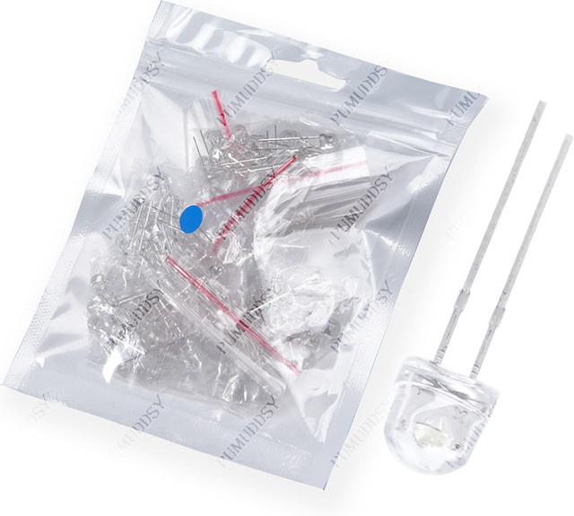 PUMUDDSY LED DIY Set 100 Stück F5 5mm mit verschiedenen Farben Transparent Warm Weiß Grün Rot Blau Gelb - Bild 1
