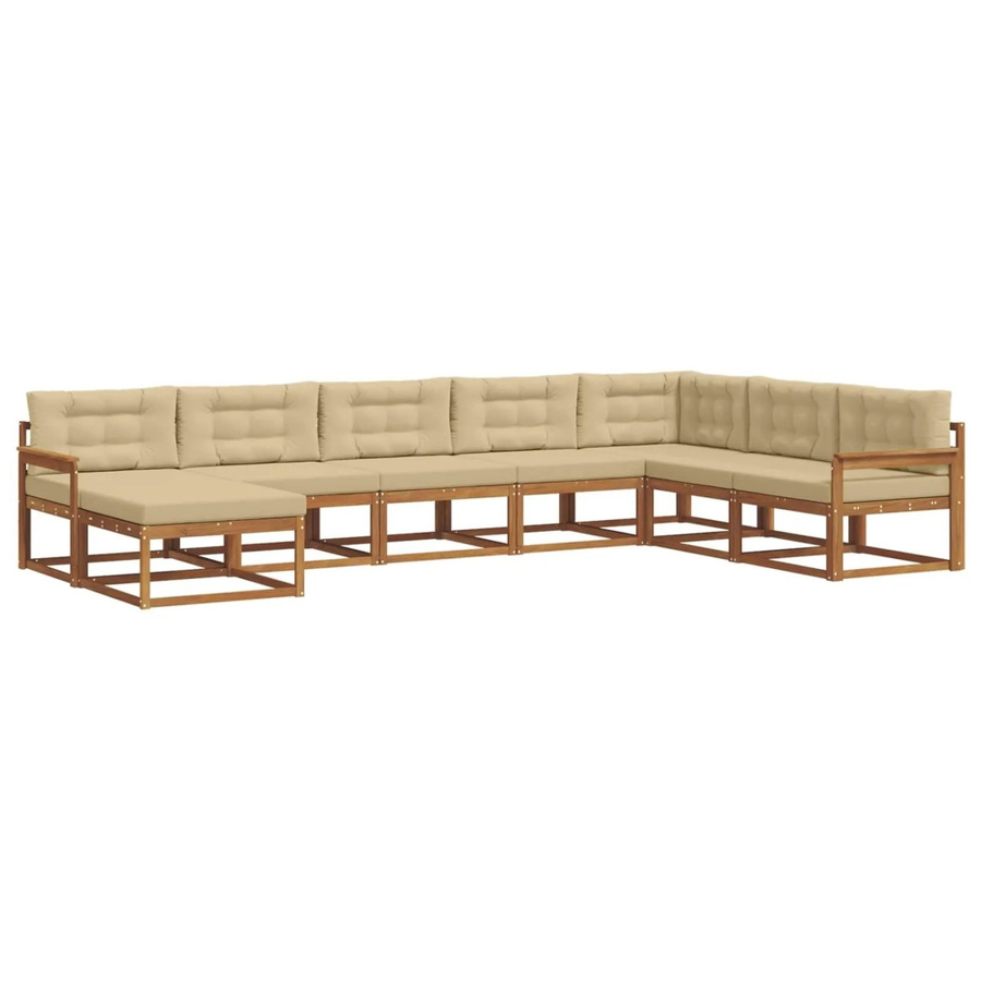 vidaXL Outdoor-Sofagarnitur 8-teilig aus Akazienholz mit Kissen in Natur und Beige - Bild 2