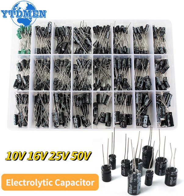 YTDMEN Elektrolytkondensator Sortiment Set mit 500 Stück und Aufbewahrungsbox, 24 Werte von 0,1 uF bis 1000 uF, Schwarz - Bild 1