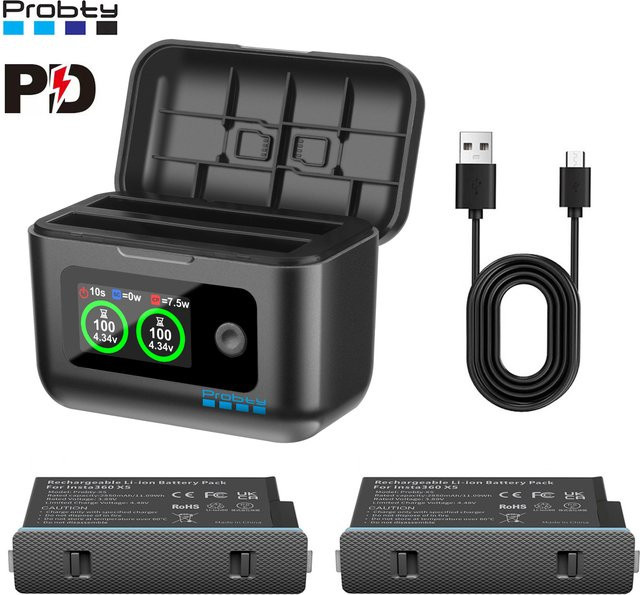 Insta360 Ersatzakku mit Schnellladebox für die Insta360 X5 Action-Kamera, 2850 mAh, Schwarz - Bild 1