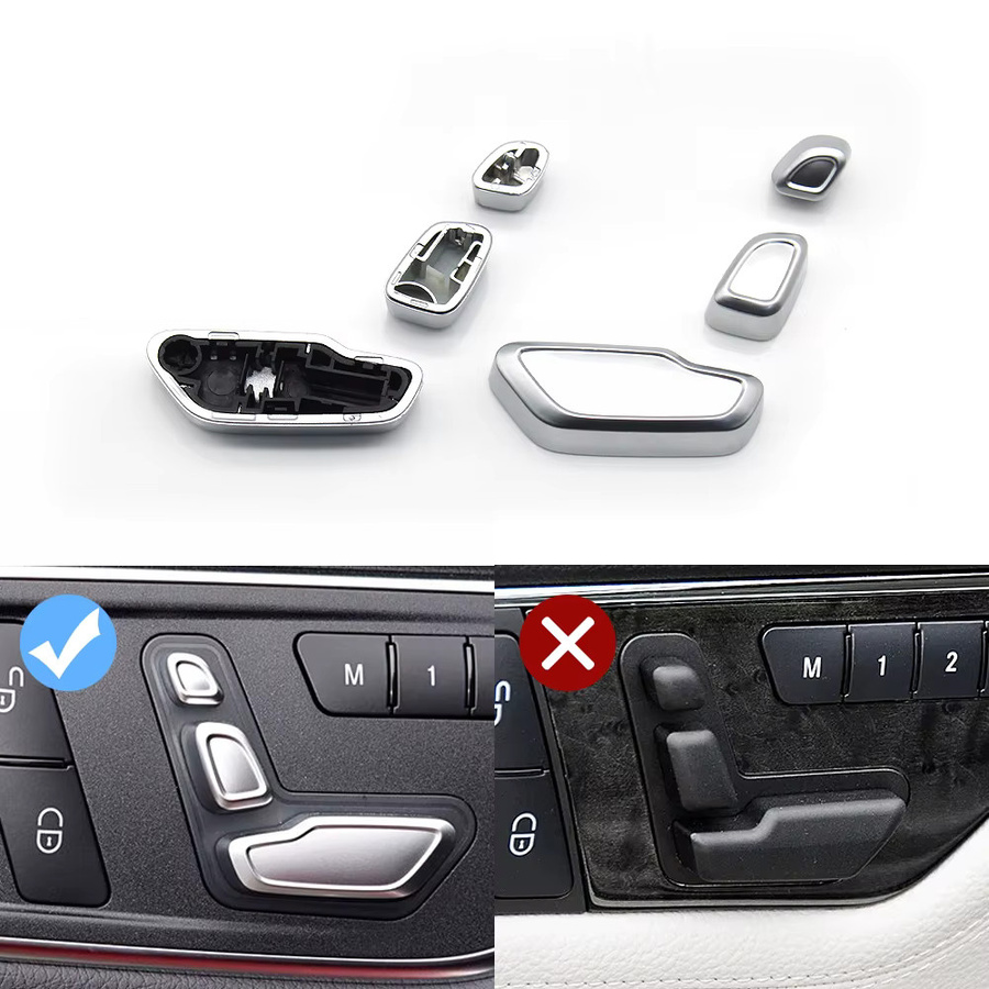 Goodithy Knopfabdeckung für Vordersitzverstellung und Kopfstützenschalter in Silber für Mercedes-Benz Benz A B C E ML GL GLE GLK CLS W204 W212 W207 W166 X204 W218 W172 W246 - Bild 3