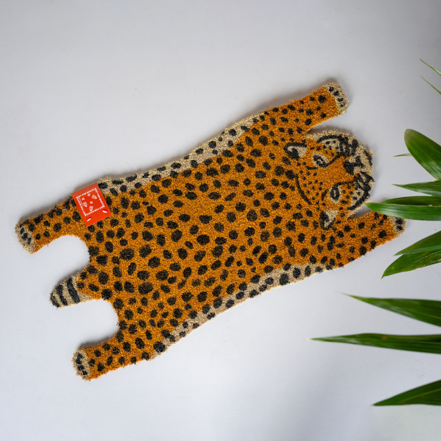 Kokos Fußmatte Leopard von BLUME2000 in Braun und Multicolour, B/T: 75 x 75 cm - Bild 1