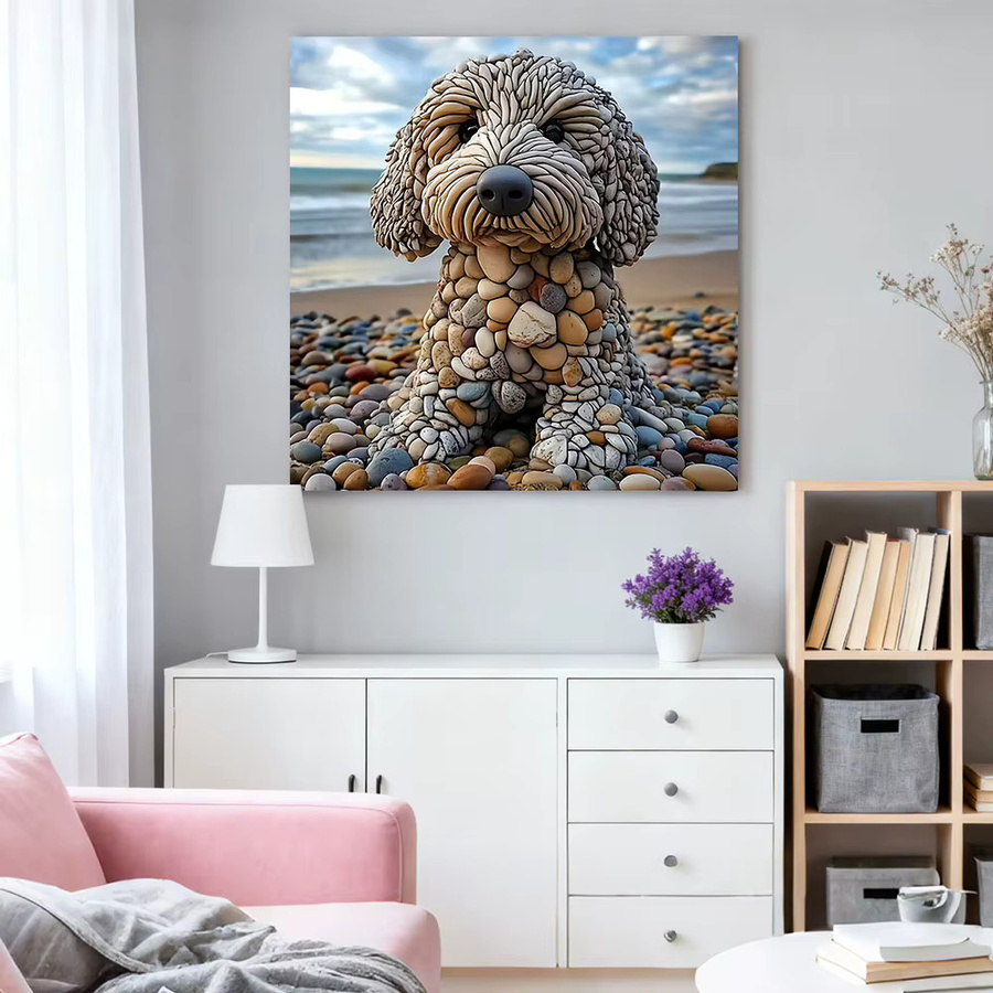 HUACAN 5D DIY Diamantmosaik Set Hund Tier Dekorative Gemälde mit bunten Strasssteinen B/H: 20 x 20 cm - Bild 2