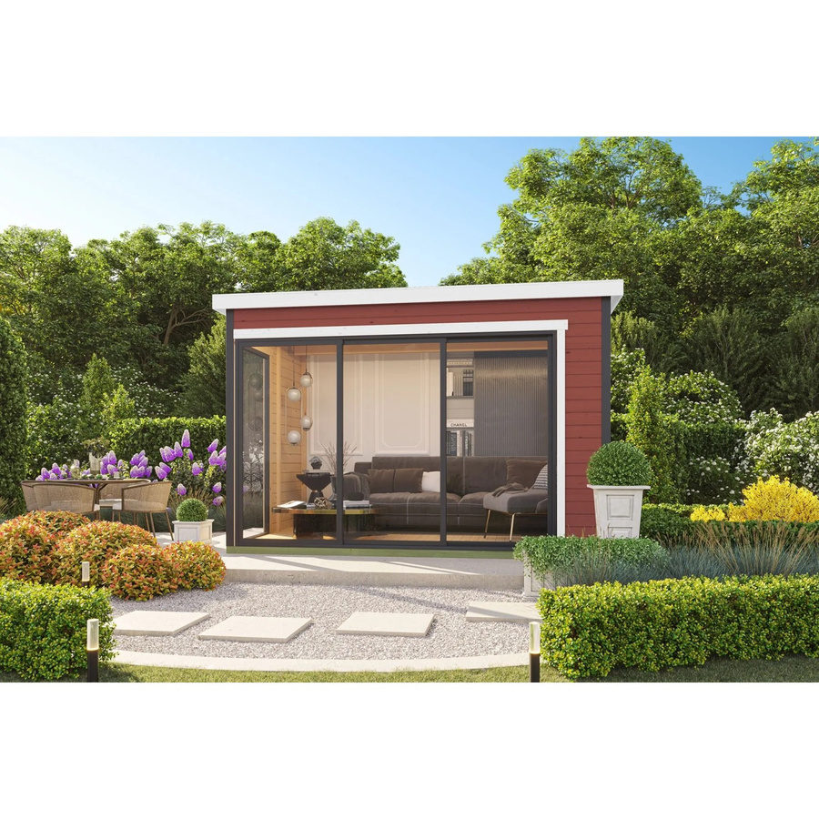 Lasita Gartenhaus Austin 5 in Schwedenrot, B/H/T: 379,6 x 239,4 x 259,6 cm - Bild 3