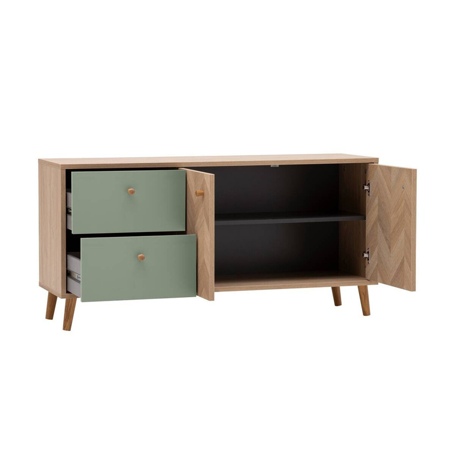 Schildmeyer Lowboard Visby Eiche Nachbildung Pistazie Fischgräten B/H/T: 109 x 44,1 x 33,05 cm - Bild 3