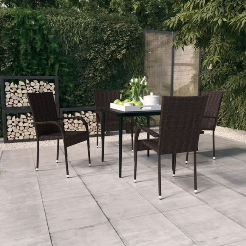 5-tlg. Gartenmöbel-Set aus Polyrattan und Glas in Braun und Schwarz von vidaxl - Bild 1