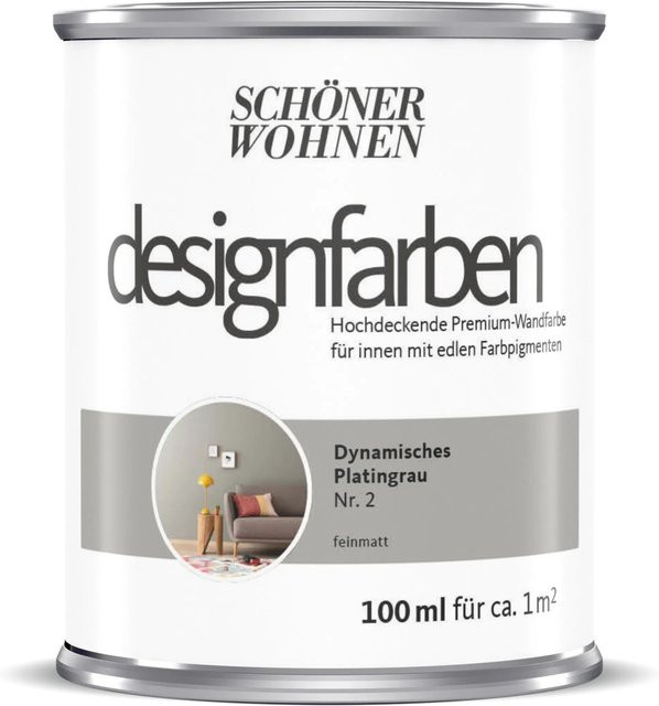 Schöner Wohnen Designfarbe Dynamisches Platingrau, wasserbasiert, 100 ml - Bild 1