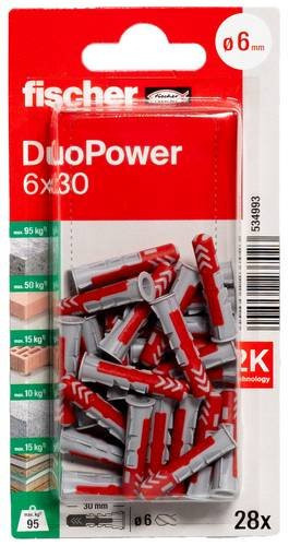 Fischer DuoPower Universal Dübel 6 x 30 mm in Rot - Bild 1