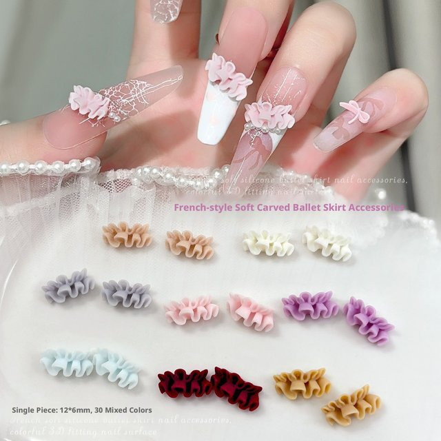 YYM Nagelkunst-Dekorationen, 3D Spitzenrock-Nagelcharms, pink, 30 Stück - Bild 1