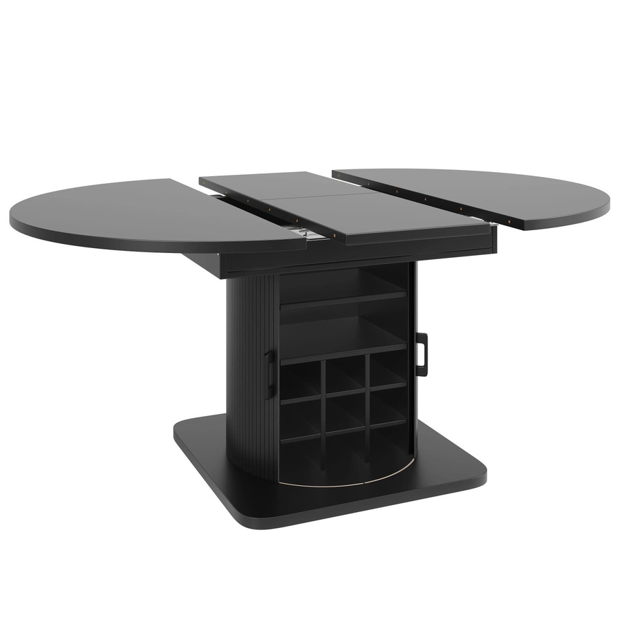 Merax Esstisch ausziehbar in Schwarz, moderner MDF Tisch mit Metallgestell, B/T/H: 118 x 76 x 75 cm - Bild 2