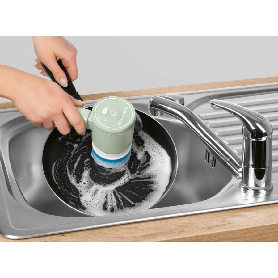 CLEANmaxx Akku-Reinigungsbürste 4-teilig in Green, B/H/L: 7 x 12 x 21 cm - Bild 2
