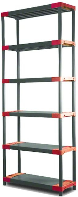 PROREGAL Kunststoffregal Big Grey Bear Extra-Tall in Grau/Rot, H x B x T: 220 x 80 x 46 cm - Bild 1