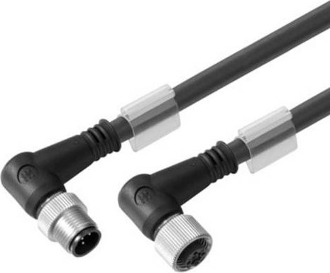 Weidmüller Sensor-Aktor-Steckverbinder M12 konfektioniert, gewinkelter Stecker und gewinkelte Buchse, schwarz, Kabellänge: 1,50 m - Bild 1