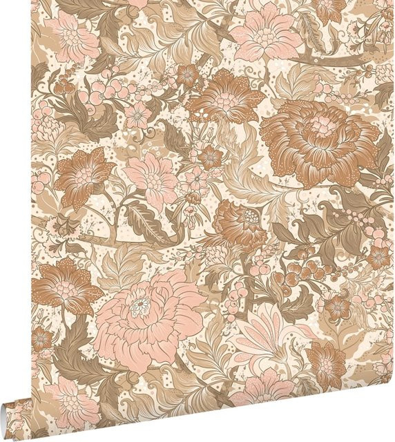 ESTAhome Tapete mit Blumenmuster in Hellrosa, Braun und Beige, Art Nouveau Design, Breite: 50 cm, Länge: 900 cm - Bild 1