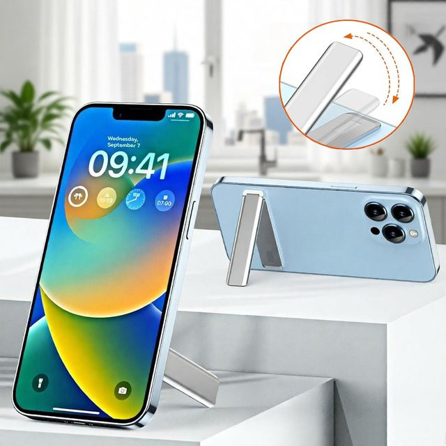 Magnetischer Desktop-Handyhalter aus Legierung in Silber, faltbarer Telefonständer mit starkem Magnet für Samsung und Huawei - Bild 1