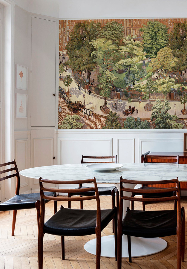 Isidore Leroy Mural Place Vintimille Wandgestaltung mit floralem Mid-Century Design in Mehrfarbig - Bild 1