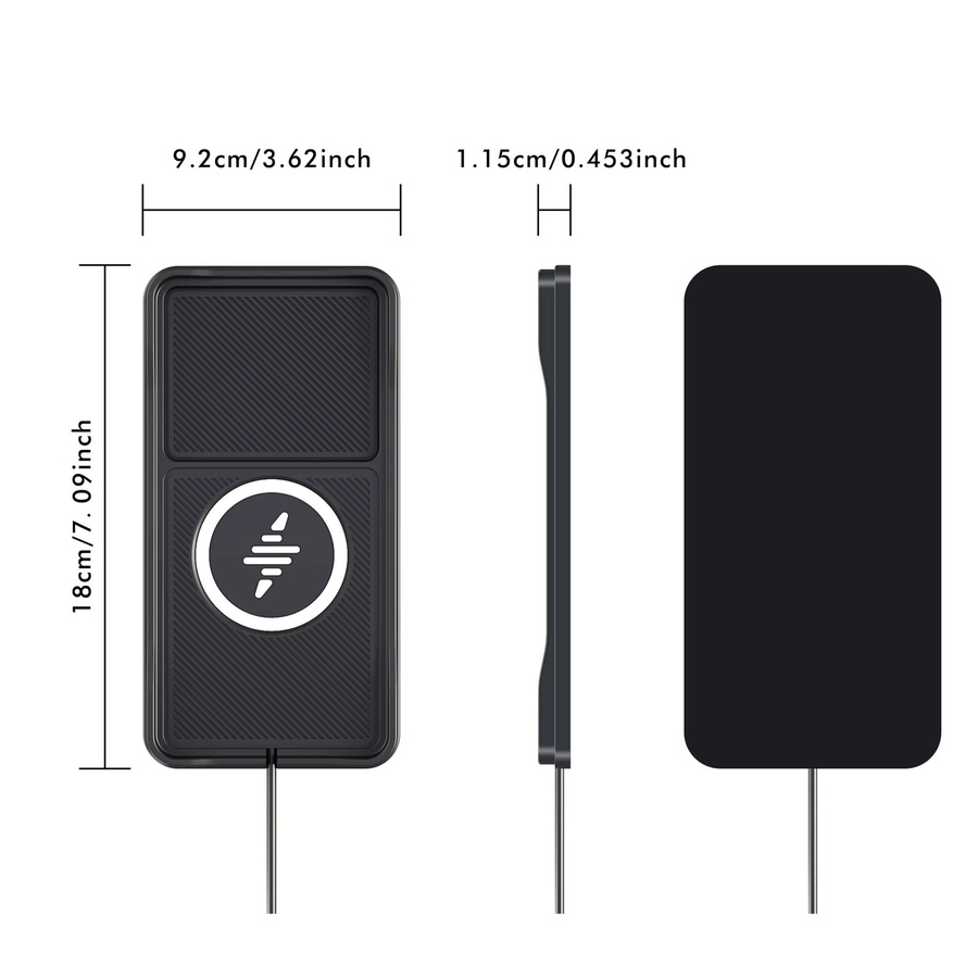 TIMESS Silikon Auto Wireless Ladegerät Schwarz – Rutschfeste Induktions-Schnellladeunterlage für iPhone 16/15/14/13/12 Serie und Samsung - Bild 4