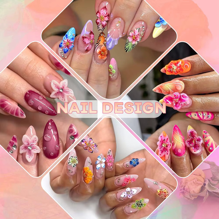 MAFANAILS Nagelkunst-Dekoration, 3D Lilien-Blumen, Leopardenmuster, Glänzend - Bild 2