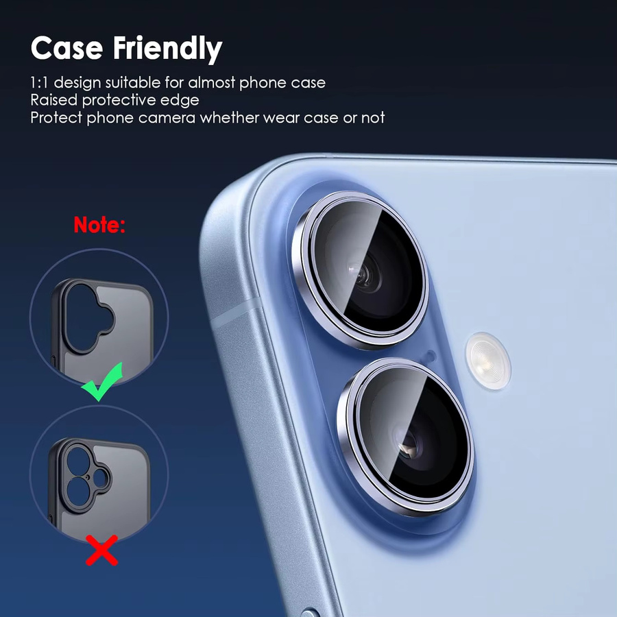 2-3 Stück Kamera-Schutzringe aus Aluminiumlegierung für iPhone 17 mit HD gehärtetem Glas Abdeckung in Purple - Bild 3