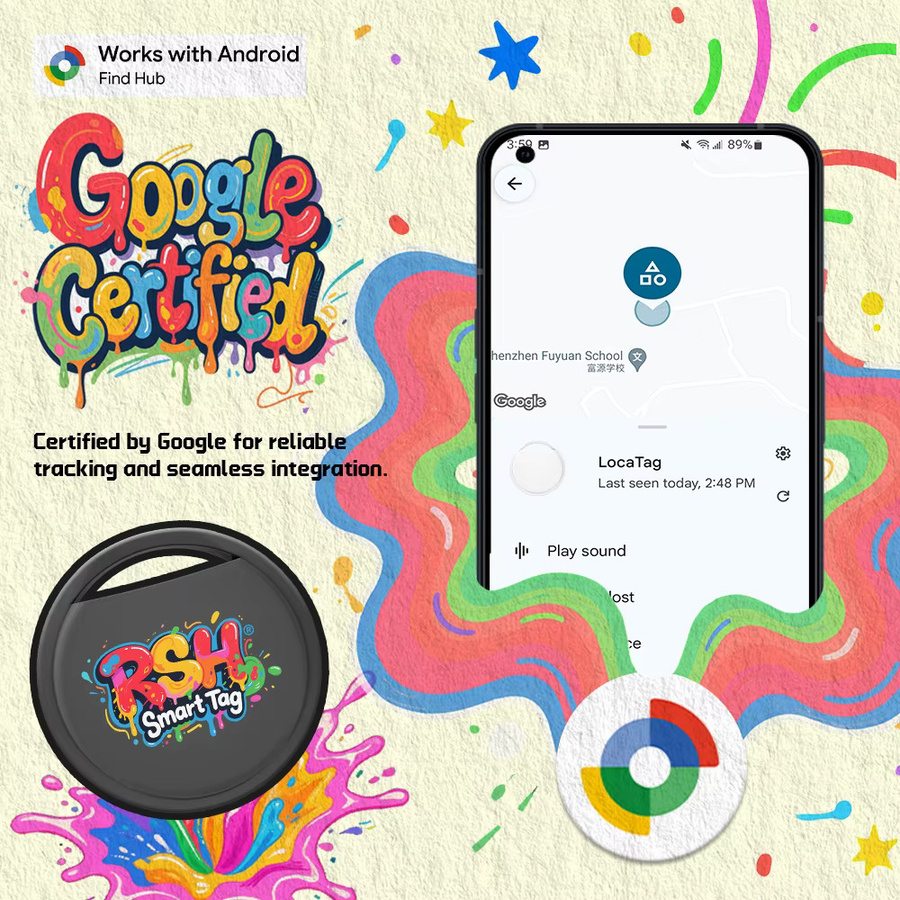 RSH Sicherheits-GPS-Tracker Smart Tag für Android und Google Find My Device, Farbe: Grau - Bild 3