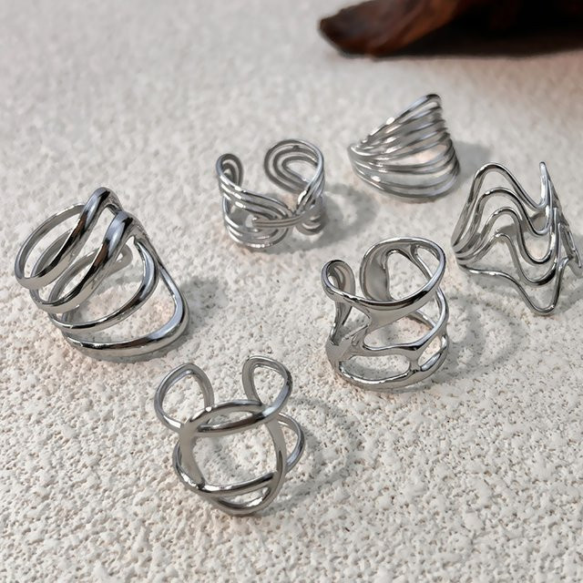 SLOONGJEWELRY Ringe, Edelstahl, Silber, Unisex - Bild 1