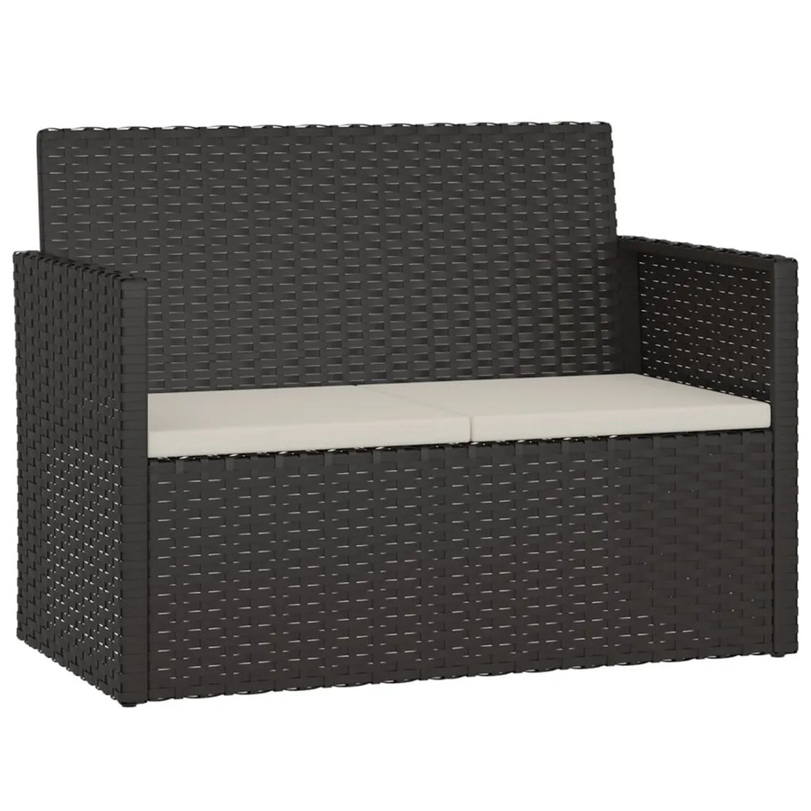 furnicato Gartenbank aus Poly Rattan mit Kissen in Schwarz, B/H/T: 105 x 75 x 56 cm - Bild 2
