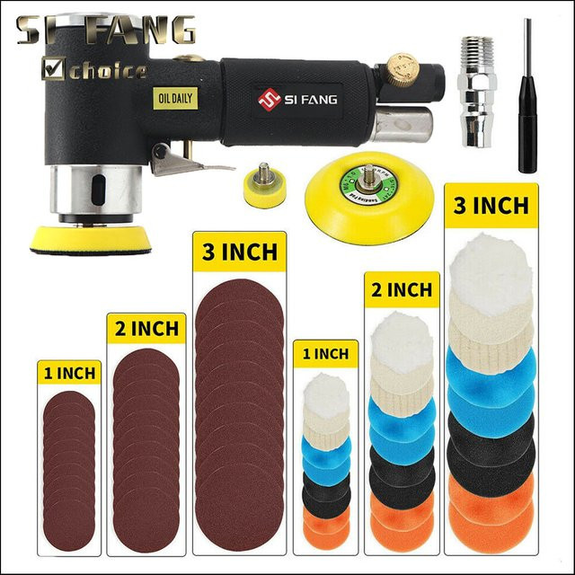 SI FANG Orbit Air Sander Mini Pneumatic Hochgeschwindigkeits-Poliermaschine Schwarz 3 Zoll - Bild 1