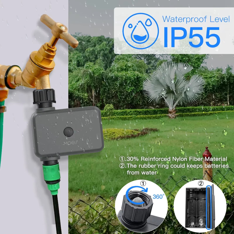 MOES ZigBee Smart Sprinkler Wassertimer mit 1-Ausgang und Filter, programmierbarer Bewässerungstimer in Grau, kompatibel mit Alexa und Google Home - Bild 4