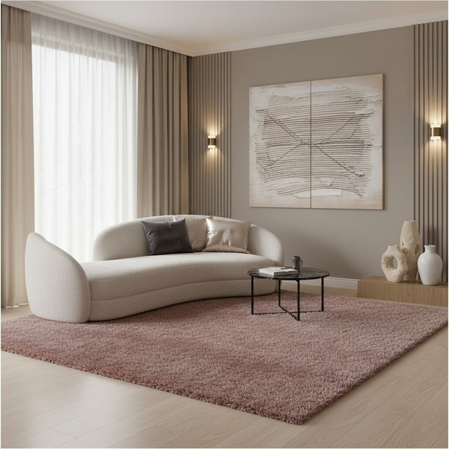 Hochflorteppich SALZACH von Kadima Design, einfarbig, Rosa, B/T: 160 x 230 cm - Bild 1