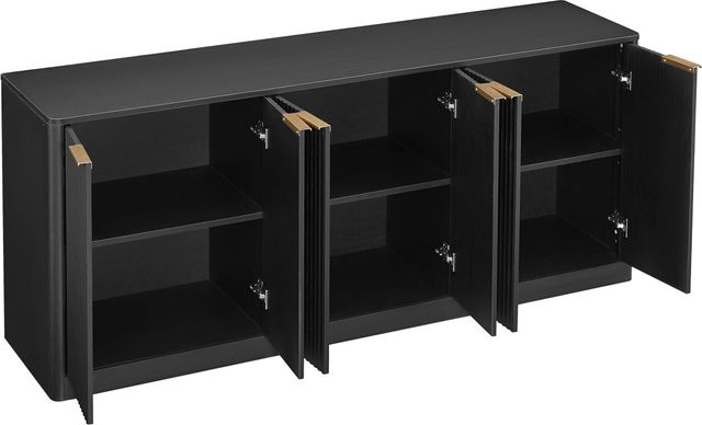 okwish Sideboard Wellenform in Schwarz Matt mit 6 Türen und modernem Konturdesign, B/T/H: 170 x 40 x 70,5 cm - Bild 1