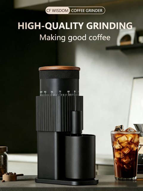 Elektrische Kaffeemühle von CF Wisdom, tragbare USB-aufladbare Gratmühle in Schwarz - Bild 1