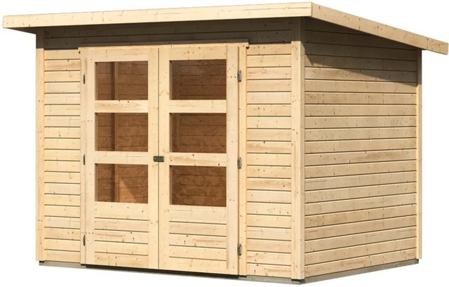Karibu Holz-Gartenhaus Sitten in Natur mit Pultdach und modernem Design, B/T: 242 x 182 cm - Bild 1