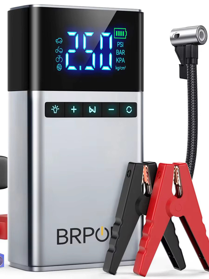 BRPOM Tragbarer Auto-Starter mit 26800mAh Akku, 6000A Starthilfe und 180 PSI Luftkompressor für 12V Autobatterien - Bild 7