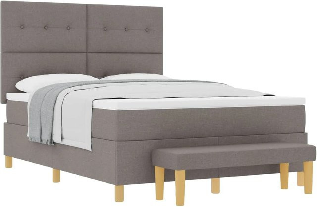 vidaXL Boxspringbett Taupe mit Matratze und Kopfteil B/T/H: 160 x 200 x 128 cm - Bild 1