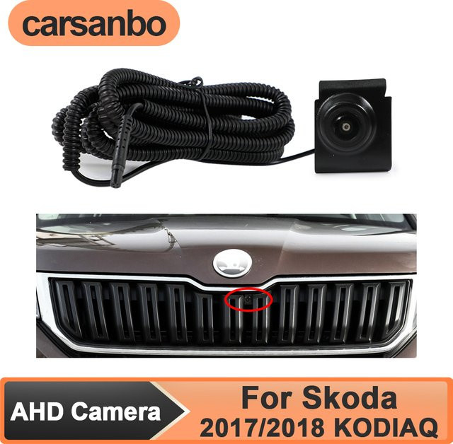 Carsanbo AHD 1080P Full HD Auto-Frontkamera für Skoda Kodiaq 2017/2018 mit Night Vision, 150 Grad Fisheye-Objektiv und wasserdichtem Gehäuse in Schwarz - Bild 1